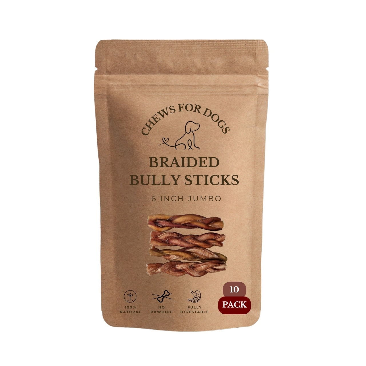 6 Inch Jumbo Braided Bully Sticks