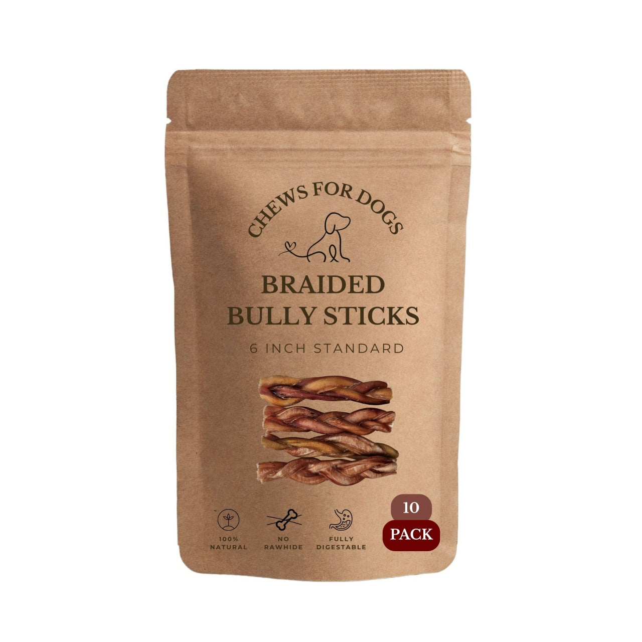 6 Inch Standard Braided Bully Sticks