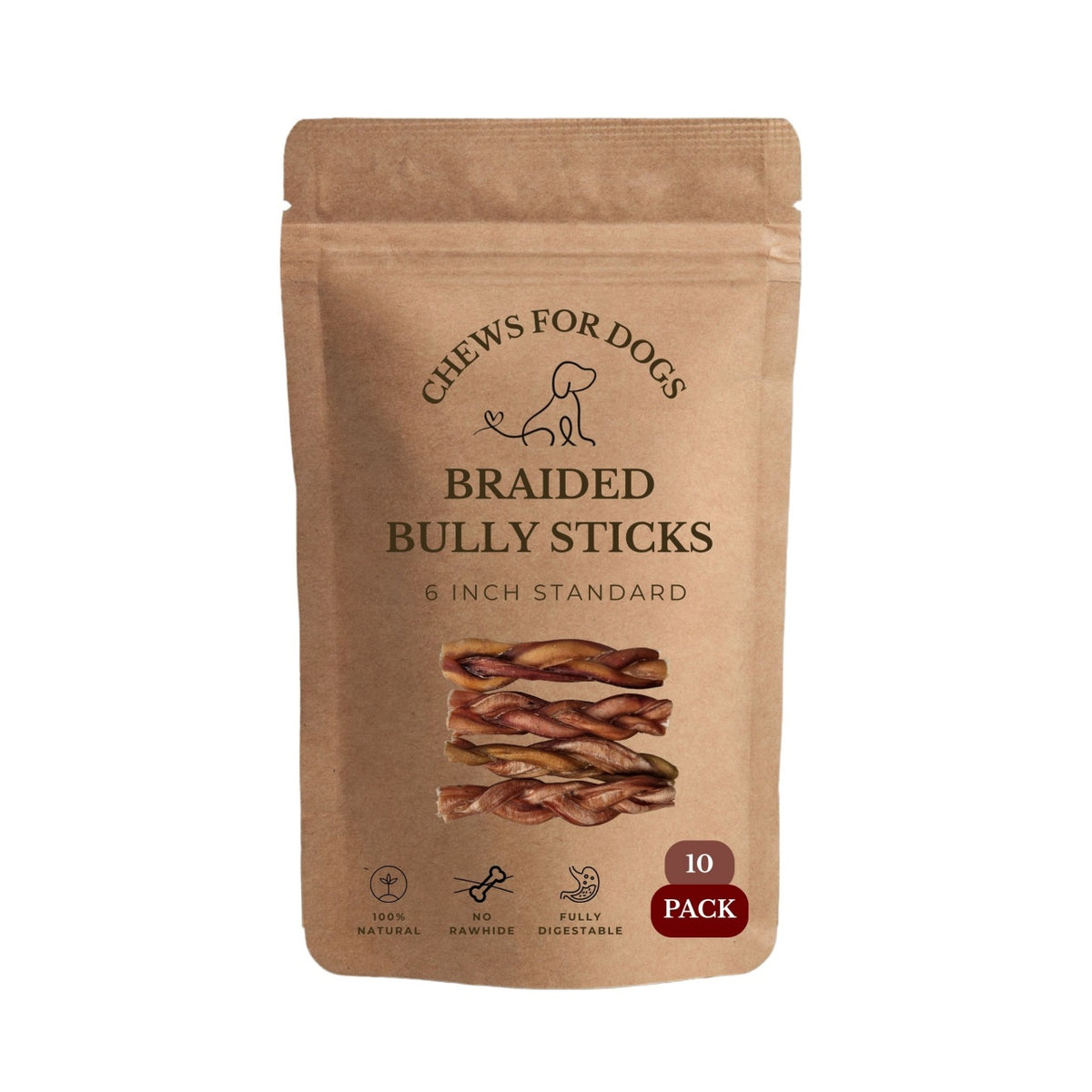 6 Inch Standard Braided Bully Sticks