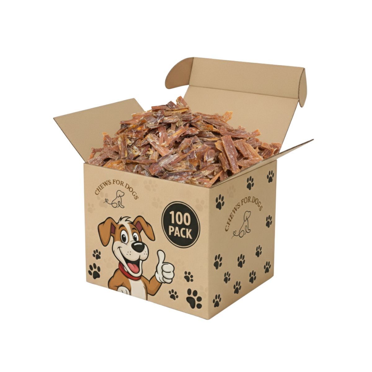 Box of dog beef neck straps - 100 pack